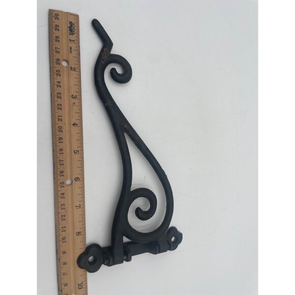 Vintage Iron Decorative Door Hinge With Scroll Design 12 Inches Length Black Fin - Picture 4 of 4